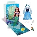 Disney Store Girl's Princess Story Doll (Ariel from The Little Mermaid) 11 Inches, Includes Coloring Book and Additional Dress, Princess Doll in…