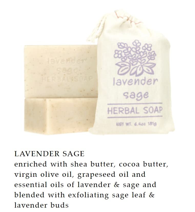 Greenwich Bay Trading Co. Herbal Bar Soap Set, 6 Scents, 6.4 Oz Each - Lemon Thyme, Lavender Sage, Vanilla Bourbon, Tobacco Flower, Honey Chamomile