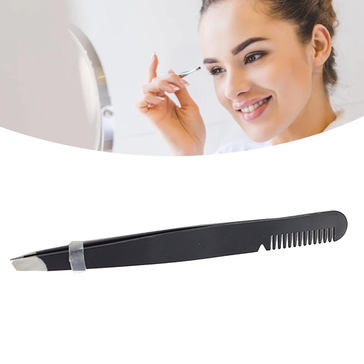Multi Purpose Eyebrow Tweezers Stainless Steel Ergonomic Slant Tip Eyebrow Tweezers with Comb (Black) Beauty and Personal Care JTLB