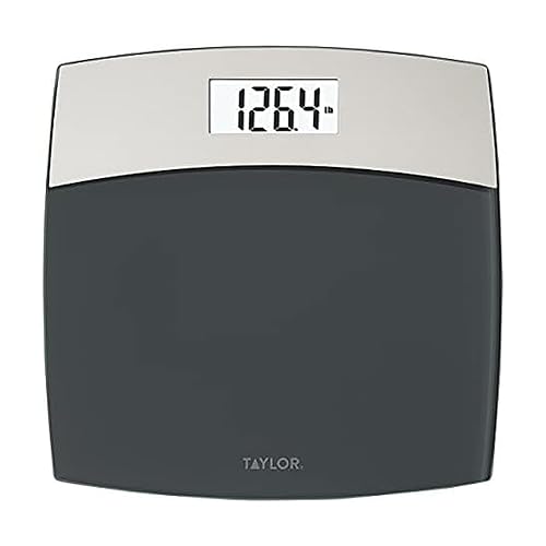 Taylor Digital Scales for Bodyweight Mixed Metal with Brushed Stainless Steel, 440 LB Capacity, Bathroom Scale, White Backlight Readout, Highly…