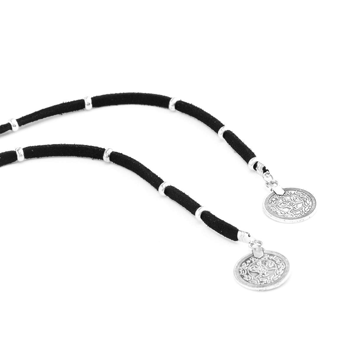 DoubleNine Bohemian Wrap Choker Layered Necklace Retro Vegan Suede Lariat Beach Accessories with Coin Tassels for Women Girls