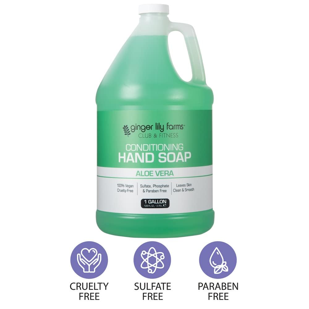 Ginger Lily Farms Club & Fitness Conditioning Liquid Hand Soap Refill, 100% Vegan & Cruelty-Free, Aloe Vera Scent, 1 Gallon (Pack of 4) Beauty & Personal Care Ginger Lily Farms