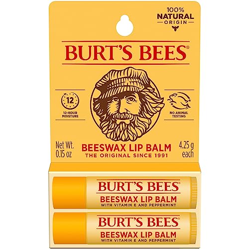 Burt's Bees Lip Balm - Original Beeswax, Lip Moisturizer With Responsibly Sourced Beeswax, Tint-Free, Natural Origin Conditioning Treatment, 2 Tubes