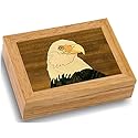 Wood Art Eagle Box - Handmade USA - Unmatched Quality - Unique Original Art Work - Scout Gift, Ring Trinket Jewelry Box (#4101 Eagle Head 4x5x1.5)
