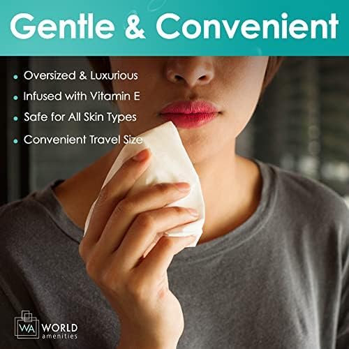 World Amenities Makeup Remover Wipes - Alcohol Free - Vitamin E Face Wipes for Sensitive Skin Comfort - Travel Friendly Facial Cleansing Wipes - 25 Beauty and Personal Care World Amenities