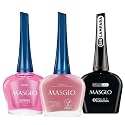 MASGLO Traditional Nail Polish 0.5 Fl. Oz. 3 piece kit with NUTRITIVE ROSE BASE, color COMICA and TOPCOAT GEL Beauty & Personal Care MASGLO