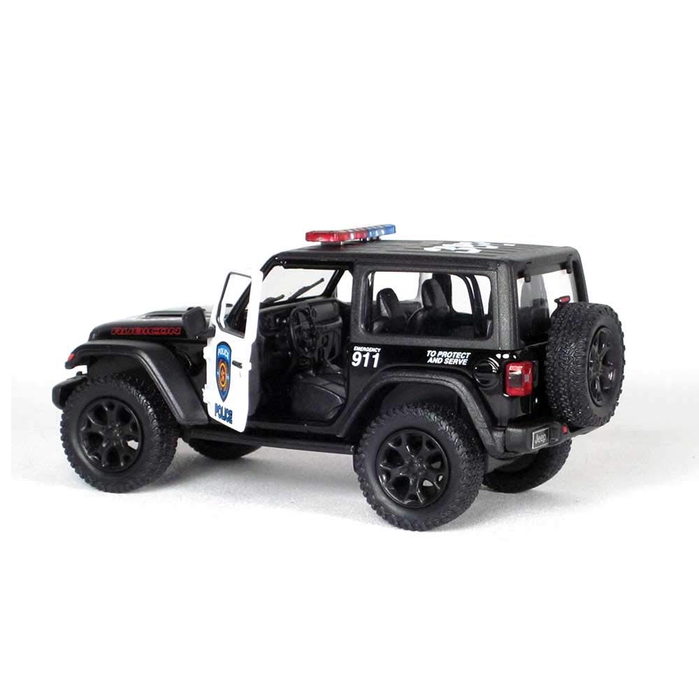 KiNSMART - Jeep Wrangler Rubicon Off Road 4x4 5 inch 1:34 Scale Die Cast Model Replica Toy Car (Rescue Police)