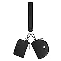 KeyChain Wallet Wristlet Wallets For Women Mini Zip Dual Pouch Wristlet (black+black)