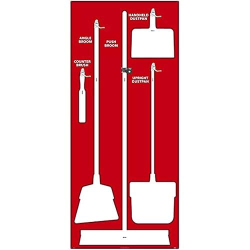 NMC SB106AL 5S Janitorial Shadow Board, Red/White, 68"X30", Heavy-DutyAluminum (Tools Sold Separately)