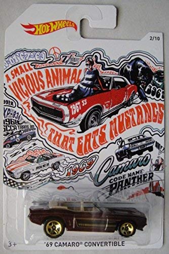 Mattel Hot Wheels 1:64 Scale Exclusive, Red '69 Camaro Convertible 2/10