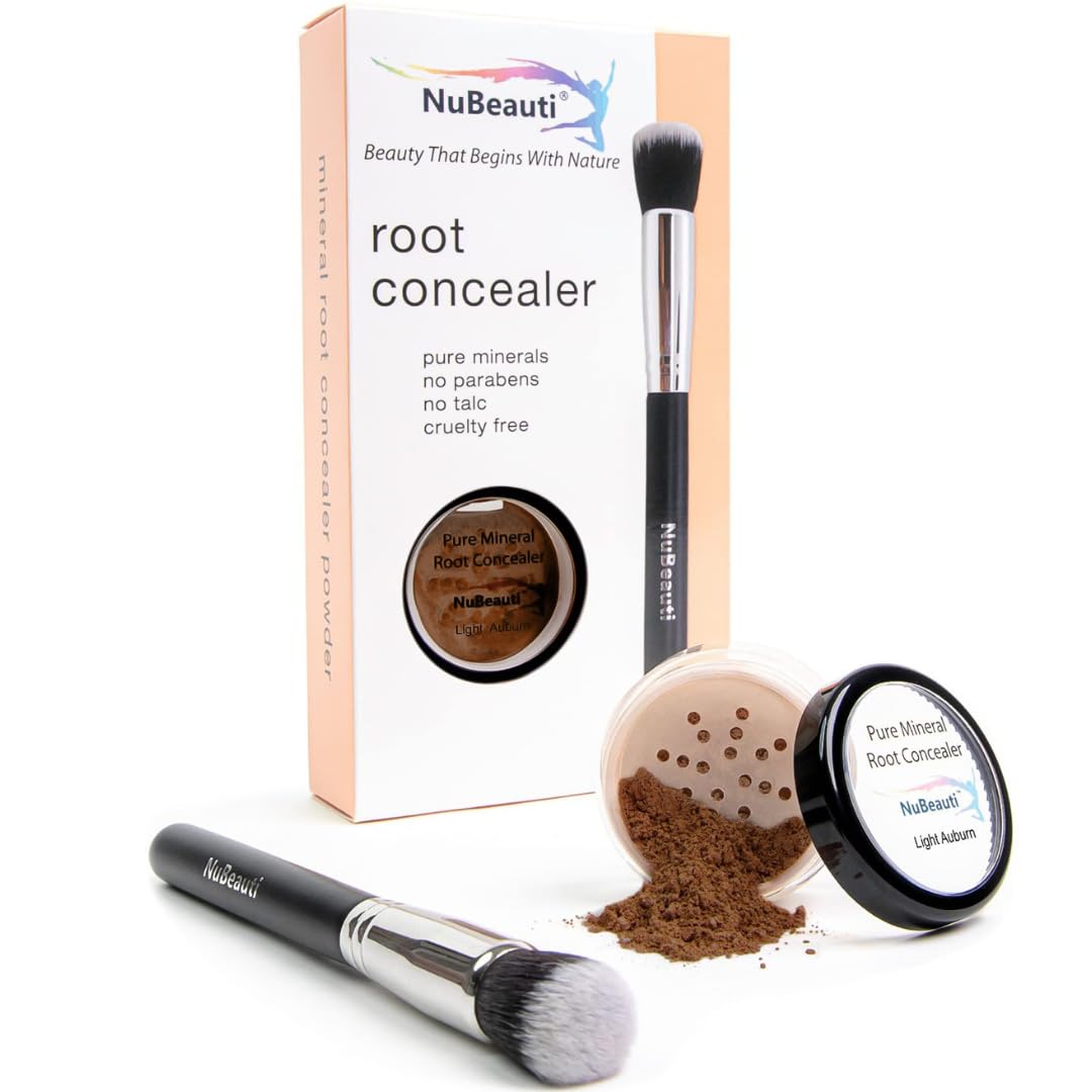 NuBeauti Hair Root Touch Up Powder - Light Auburn - 11 True-to-Nature Root Concealer Shades - Long-lasting, Fragrance Free, Talc & Paraben Free -