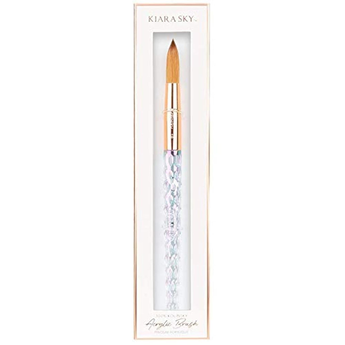 Kiara Sky Kolinsky Acrylic Nail Brush #18 - Pure Kolinsky Sable Hair, Iridescent Crystal Handle, Acetone Resistant, for Acrylic Application Beauty & Personal Care KIARA SKY
