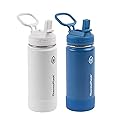 Thermoflask Set of 2 16 oz Stainless Steel Bottles (White/Blue)