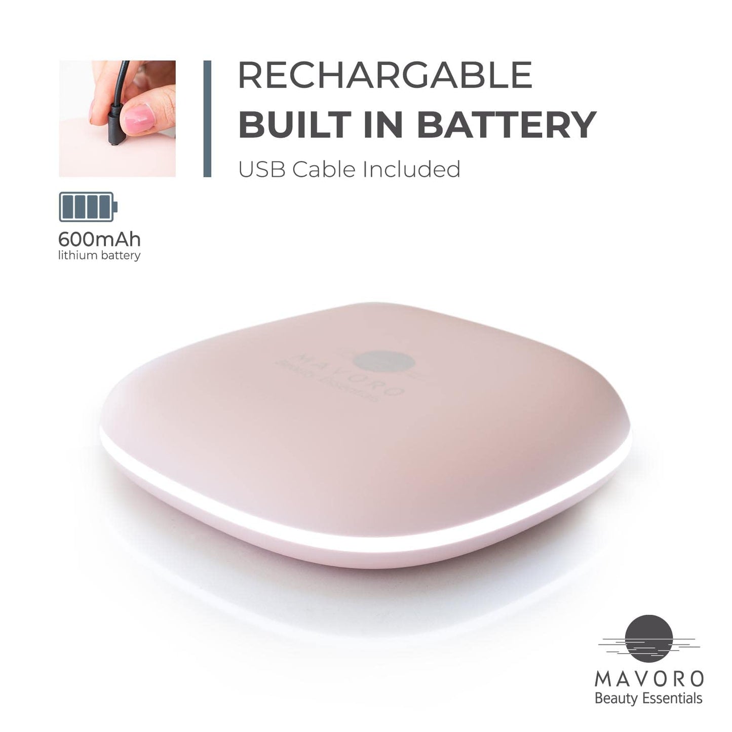 Mavoro LED Lighted Travel Makeup Mirror | 1x/10x Magnification | Rechargeable USB-C | Pocket & Purse Portable Lighted Travel Makeup Compact Mirror