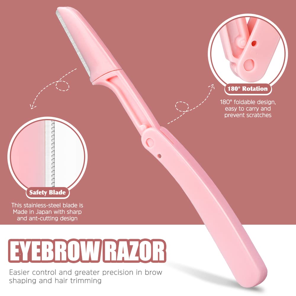 TsMADDTs 7 pcs Tweezers Set for Women Facial Hair, Precision Tweezer for Eyebrows with Curved Scissor and Eyebrow Razor for Ingrown Hair, Pink&Yellow Beauty and Personal Care TsMADDTs