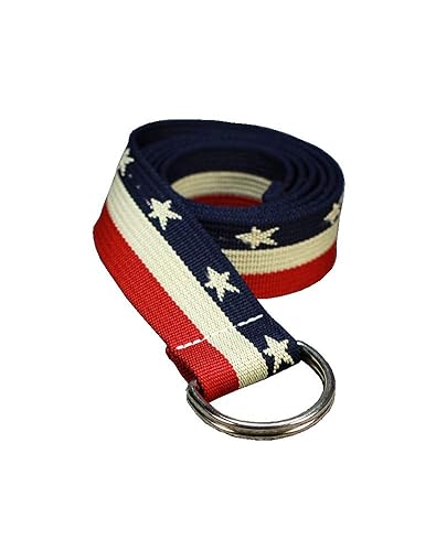 American Flag Print Belt USA Belts For Women D Ring Canvas Web Belts (American Flag)