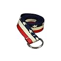 American Flag Print Belt USA Belts For Women D Ring Canvas Web Belts (American Flag)