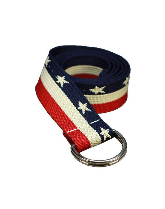 American Flag Print Belt USA Belts For Women D Ring Canvas Web Belts (American Flag)
