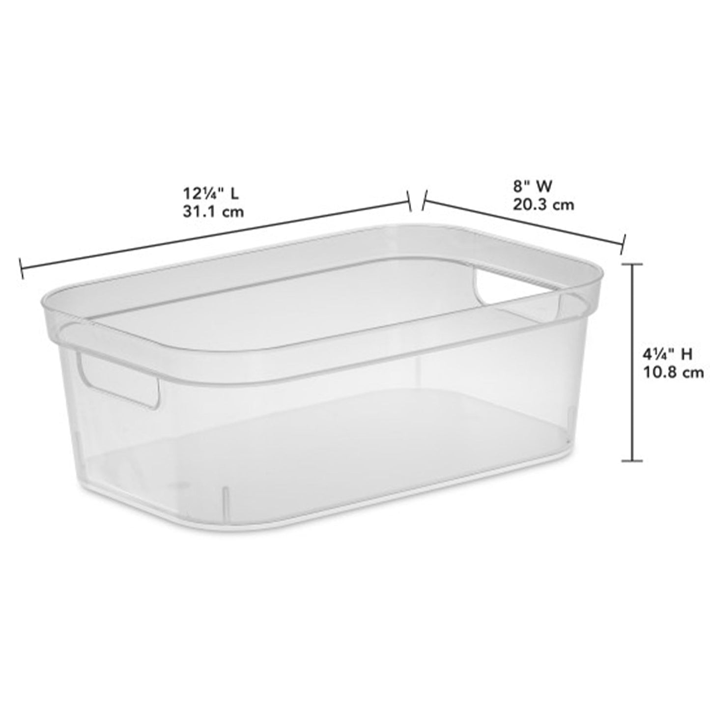 Sterilite 4.25 x 8 x 12.25 Inch Small Modern Storage Bin w/Comfortable Carry Through Handles & Banded Rim for Household Organization, Clear (16 Pack)
