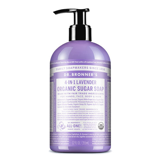 Dr. Bronner's - Organic Sugar Soap (Lavender, 12 Ounce) - Made with Organic Oils, Sugar and Shikakai Powder, 4-in-1 Uses: Hands, Body, Face and Hair Beauty & Personal Care Dr. Bronner's
