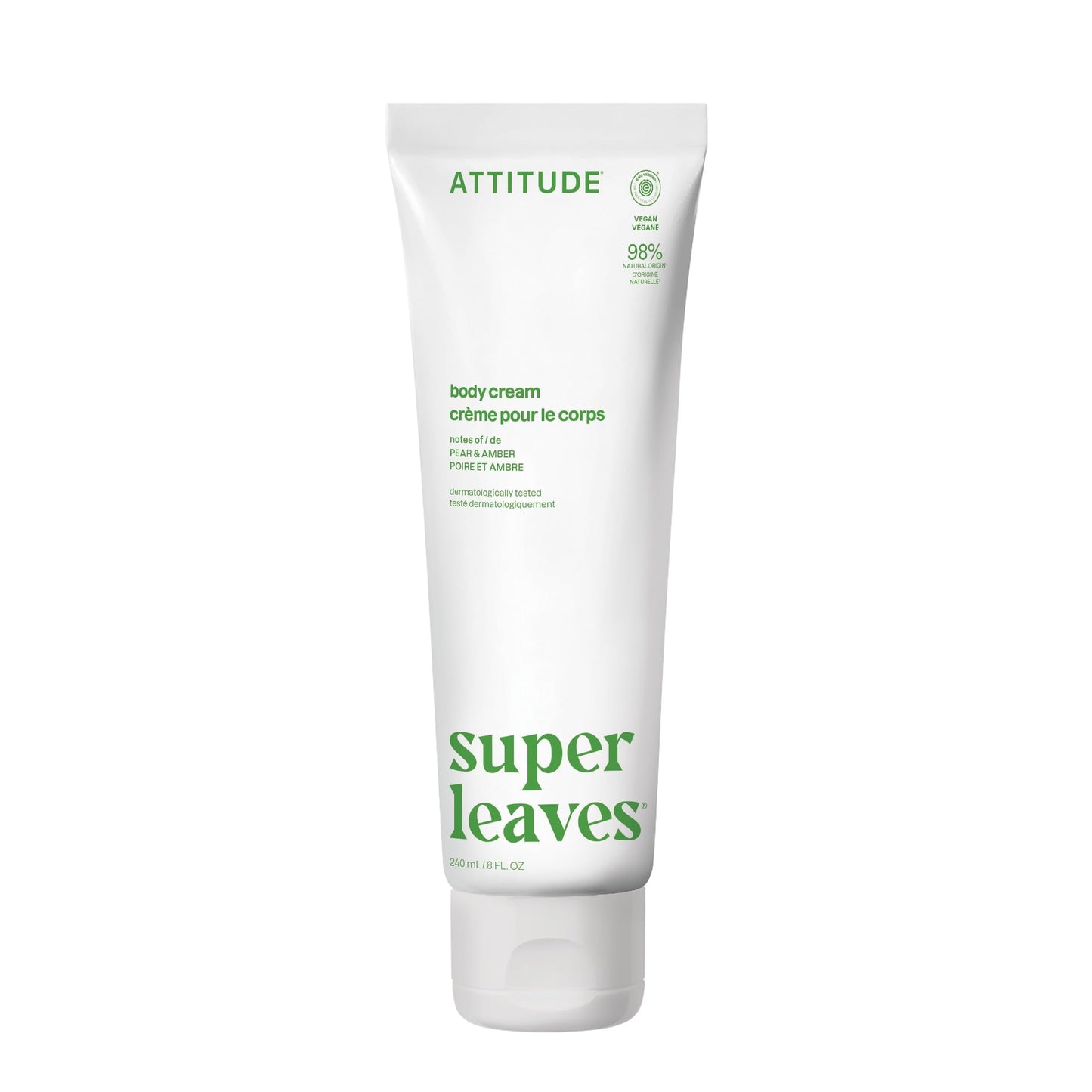 ATTITUDE Body Cream, EWG Verified Moisturizer, Vegan Moisturizing Products For Dry Skin, Dermatologically Tested, Pear & Amber Scent, 8 Fl Oz