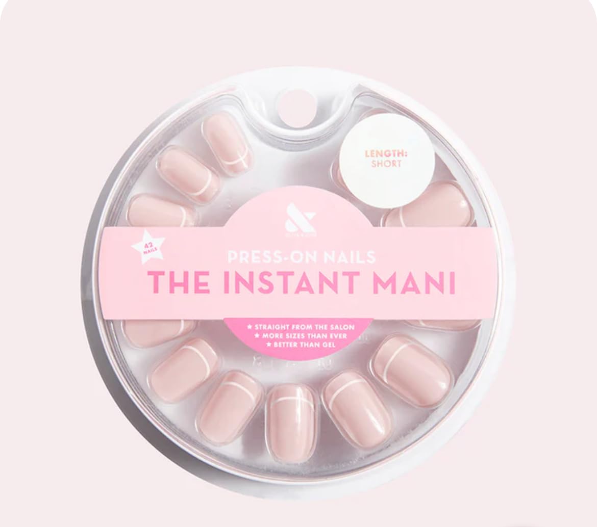Olive & June Instant Mani Press On Nails (Glue) | Short | Squoval 42 Fake Nails, 21 Sizes Non-Toxic, Long-Lasting Recycled Materials Realistic Look | Beauty & Personal Care Olive & June