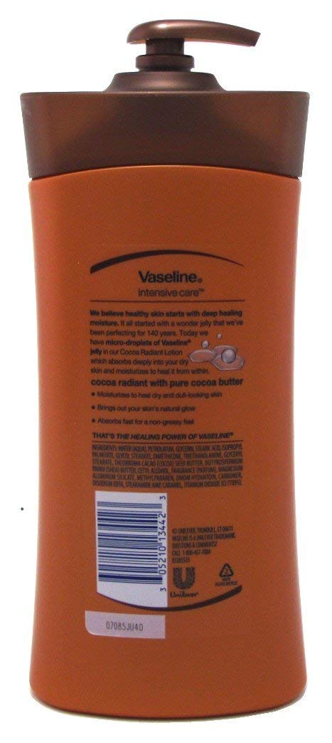 Vaseline Intensive Care Lotion Cocoa Radiant 20.3 Ounce Pump (600ml) (6 Pack)