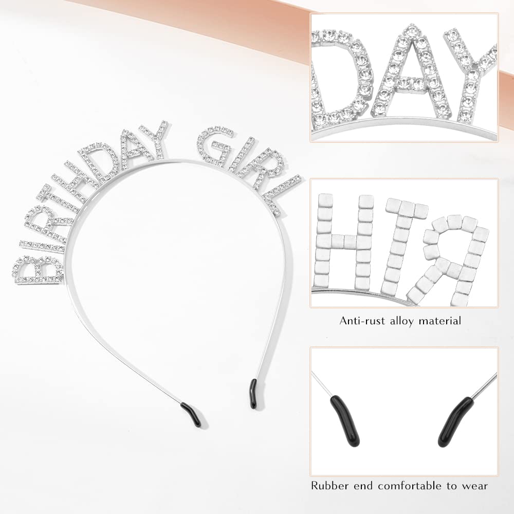 Glitter Birthday Sash, Tiara, and Rhinestone Headband for Women - Blue and White Decorations and Accessories Set Beauty and Personal Care PQRUU
