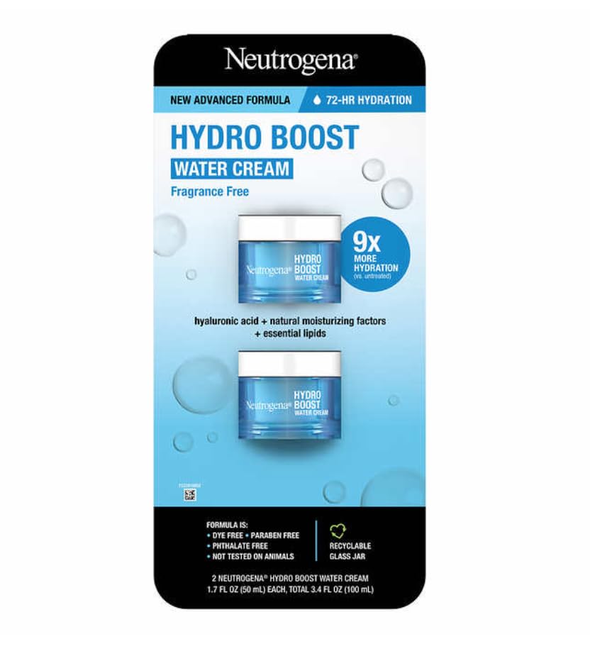 Neutrogena Hydro Boost Hyaluronic Acid Hydrating Water CREAM Daily Face Moisturizer for Dry Skin, Oil-Free, Non-Comedogenic Face Lotion, 1.7 fl. Oz 2