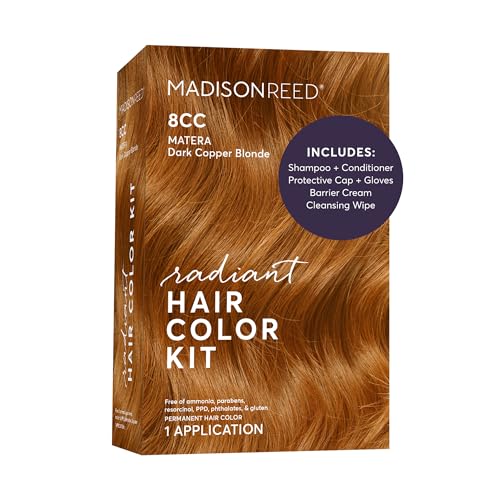 Madison Reed Radiant Hair Color Kit - 8CC Dark Vivid Copper Blonde (Matera Marigold), Vivid Permanent Hair Dye for Bold Color & Maximum Shine |