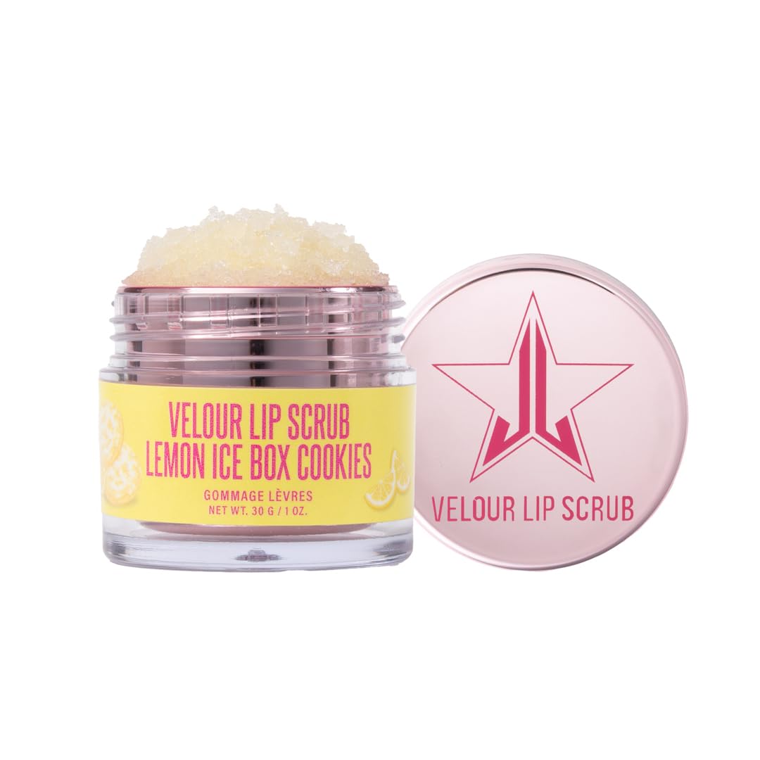Jeffree Star Cosmetics Velour Lip Scrub, Exfoliating Sugar Lip Treatment, Cruelty-Free & Vegan, 30 G / 1 oz. (Lemon Ice Box Cookies)