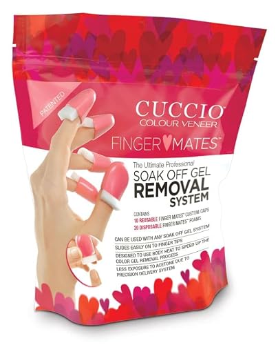 Cuccio Finger Mates Soak Off Gel Removal System - Reusable Non Latex Caps Remove Gel Nail Polish (10 Reusable Caps / 20 Foam Pads) Beauty & Personal Care Cuccio