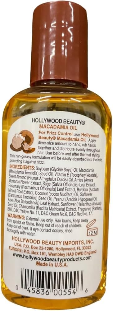 Hollywood Beauty Macadamia Oil, 2 Oz