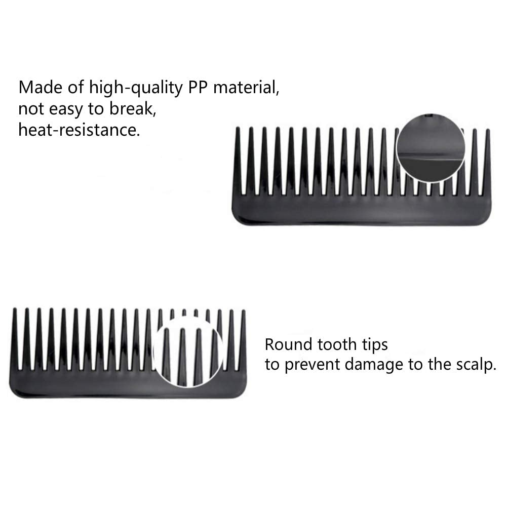 NuAngela Wide Tooth Hair Comb No Static, Detangling Styling Comb For Thick Long Curly Hair, No Handle Round Teeth, Reduce Hair Loss&Breakages, Shower