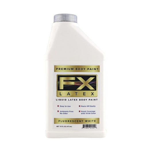 Liquid Latex - Face and Body Paint, Ammonia Free, Easy On and Off, Cosplay Makeup, Create Professional Monster, Zombie Arts 16 Oz (Fluorescent White)