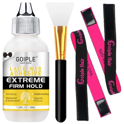 Wig Glue for Lace Front Wigs, Waterproof Lace Front Wig Adhesive & Silicone Applicator for Wigs, Strong Hold Transparent Lace Glue Edge Band for Hair Beauty and Personal Care Goiple Default Title
