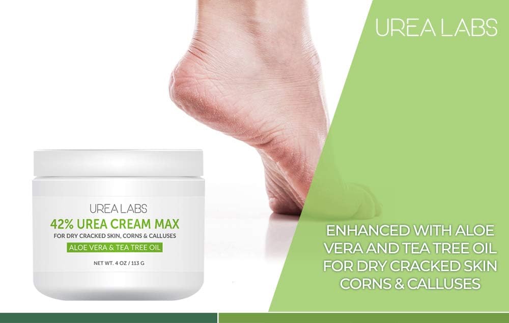UREA LABS | 42% Urea Cream - Tea Tree Oil & Aloe Vera-Infused Foot & Skin Repair | Deep Hydration & Natural Exfoliation for Cracked Heels, Dry Feet