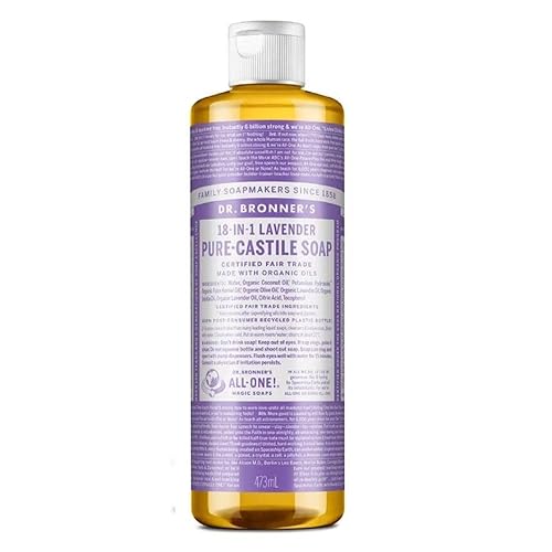 Dr. Bronner's - Pure-Castile Liquid Soap (Lavender, 16 ounce) - Made with Organic Oils, 18-in-1 Uses: Face, Body, Hair, Laundry, Pets & Dishes