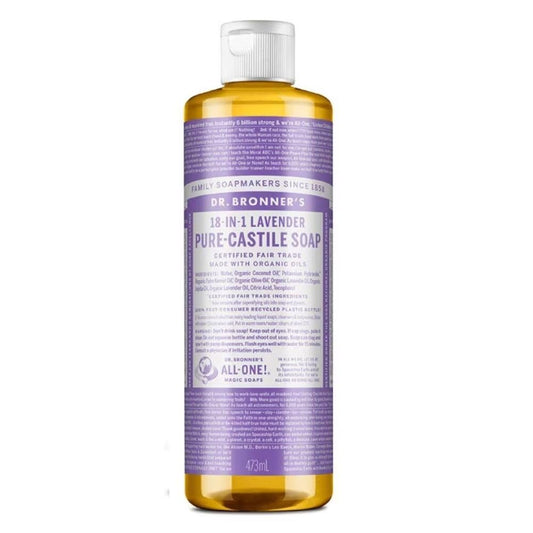 Dr. Bronner's - Pure-Castile Liquid Soap (Lavender, 16 ounce) - Made with Organic Oils, 18-in-1 Uses: Face, Body, Hair, Laundry, Pets & Dishes