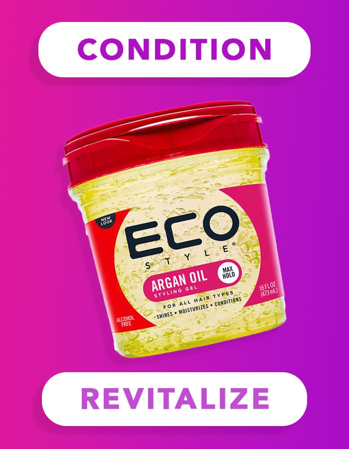 Ecoco Eco Style Gel - Argan Oil - 100% Pure Olive Oil - Promotes Healthy Hair - Nourishes And Repairs Hair - Long-Lasting Shine - 10/10 Maximum Hold