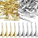Jdesun 100pcs 1.77 Inches Single Prong Curl Clips Section Clips Metal Alligator Hair Clips Hairpins for Hair Extensions, 2 Colors