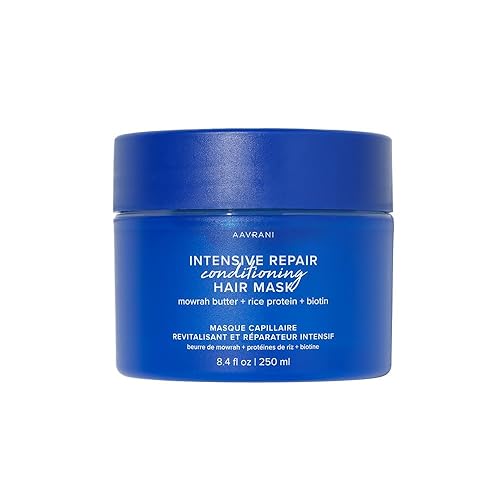 AAVRANI Intensive Repair Conditioning Hair Mask - Mask for Dry, Damaged Hair - with Biotin, Rice Protein, & Mowrah Butter to Repair - Vegan - 8.4 Oz