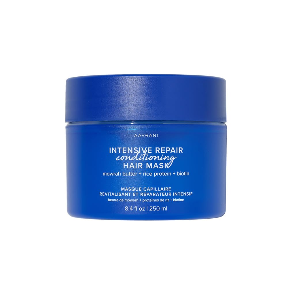 AAVRANI Intensive Repair Conditioning Hair Mask - Mask for Dry, Damaged Hair - with Biotin, Rice Protein, & Mowrah Butter to Repair - Vegan - 8.4 Oz
