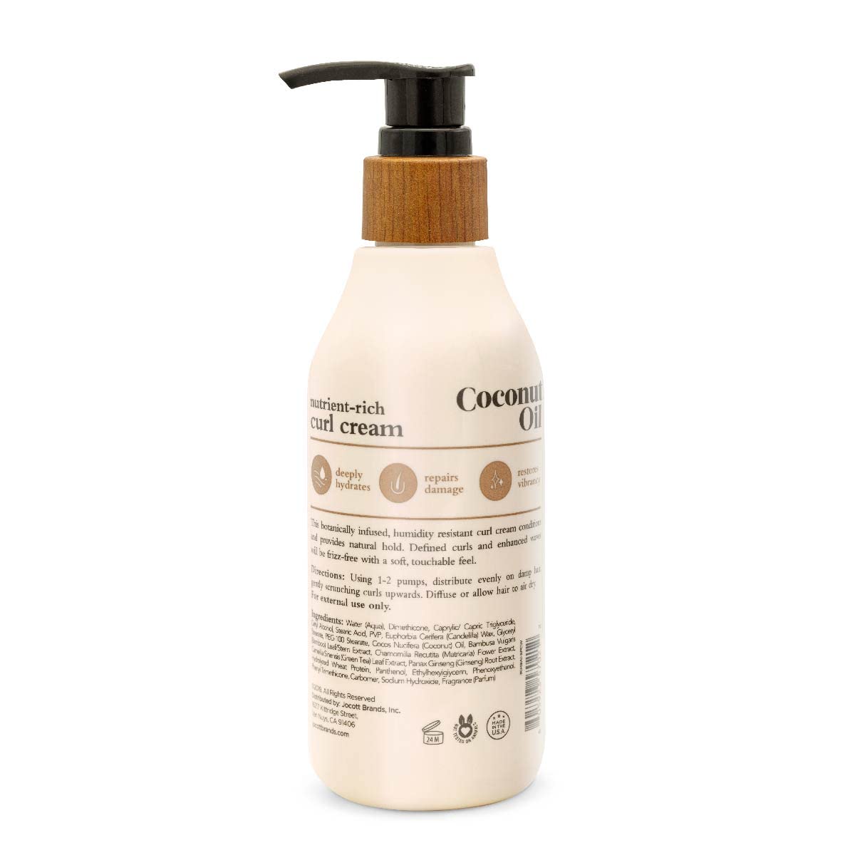 Oliology Coconut Oil Curl Cream - Defines & Enhances Curls & Waves | Botanically Infused | Conditions & Reduces Frizz | Made in USA, Cruelty Free