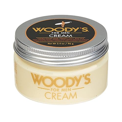 Woody's Styling Cream for Men, Flexible Styling Cream, Controls Curly and Wavy Hair, Water-Soluble with a Healthy Shine Finish, Adds Volume