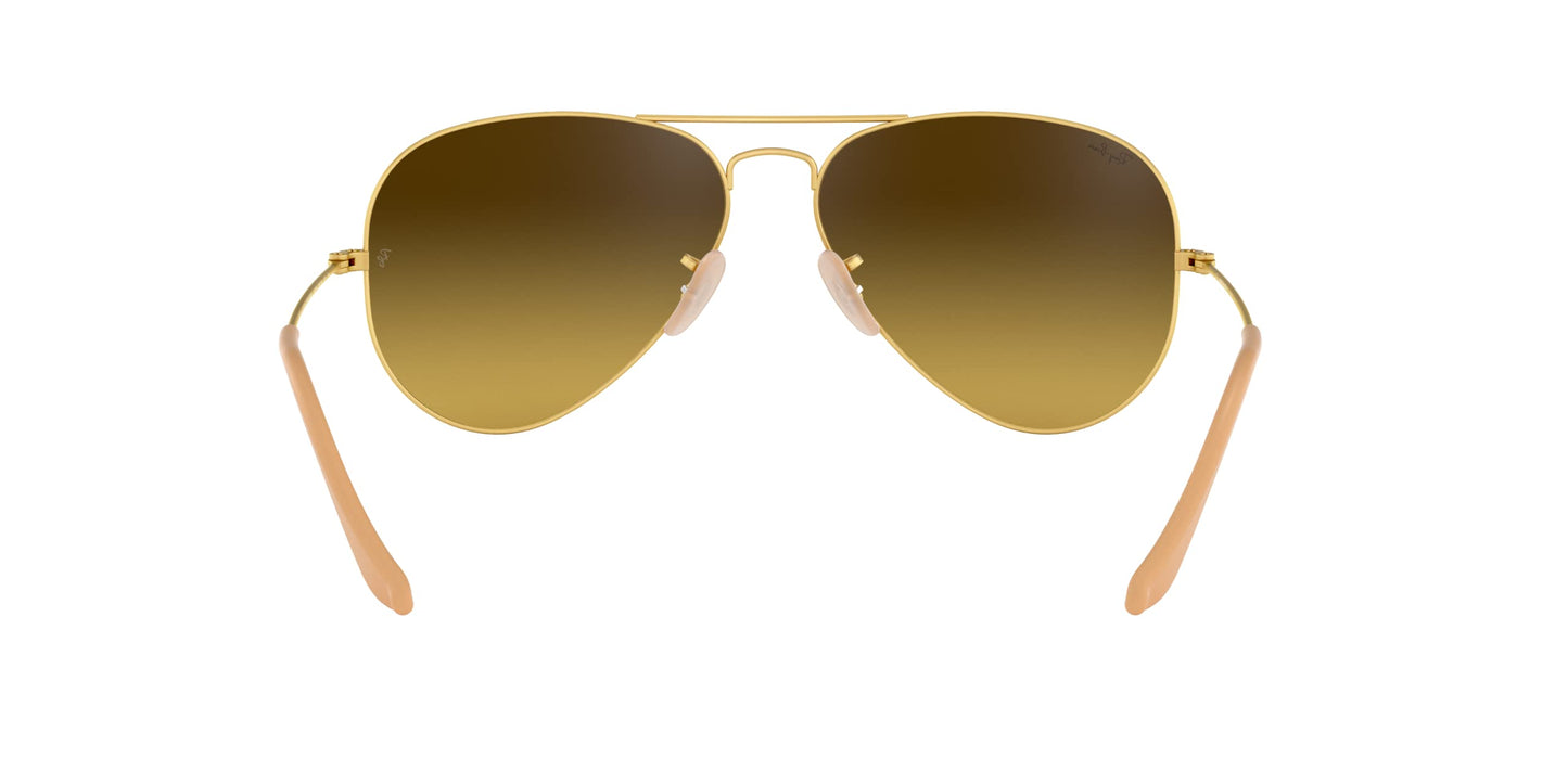 Ray-Ban RB3025 Aviator Large Metal Gradient Unisex Sunglasses Matte Gold Frame/Brown Gradient Lens