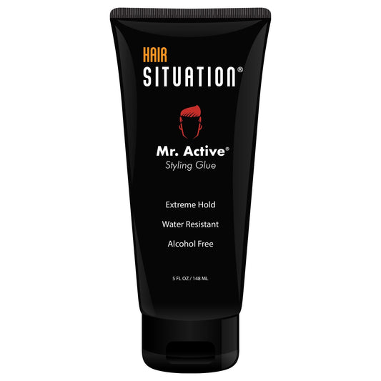 Hair Situation Mr. Active Hair Gel - Strong Hold Hair Styling Glue for Men, Maximum Grip, Anti-Frizz, Humidity Shield, Non-Flaking, Alcohol-Free, Adds