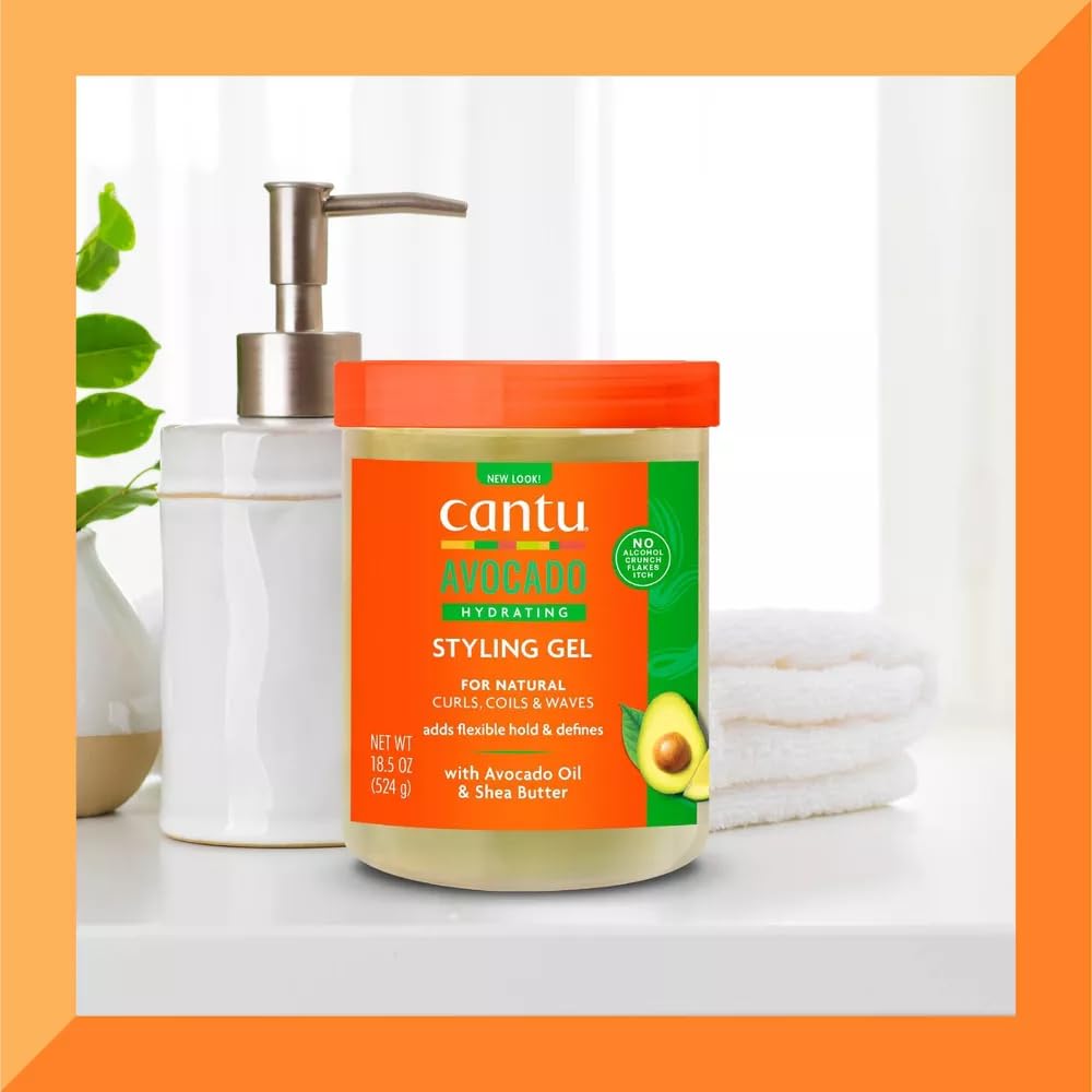 Cantu Avocado Hydrating Styling Gel 18.5 Ounce Jar (Pack of 3)