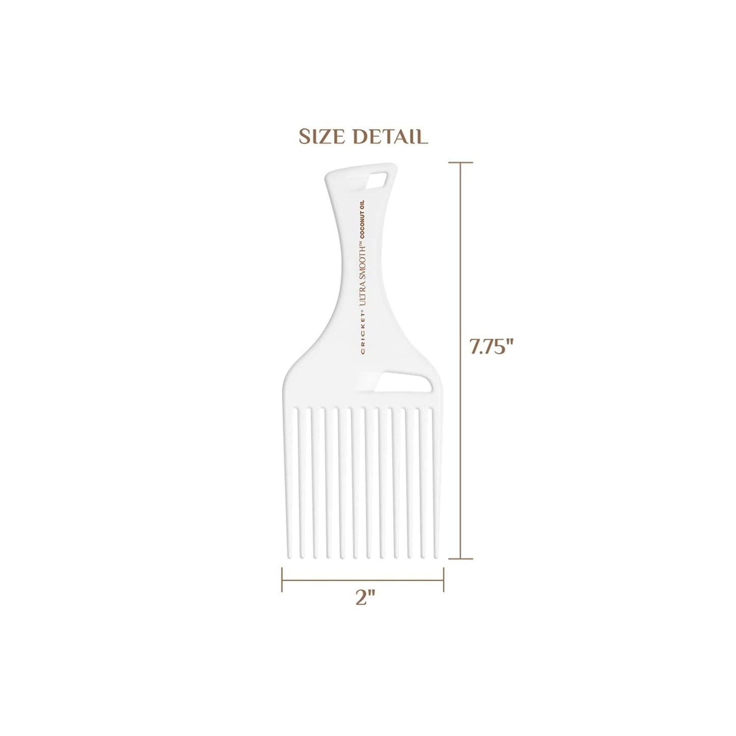 Cricket Ultra Smooth Coconut Hair Pick Comb - Infused with Coconut Oil & Keratin for Frizz-Free Shine and Volume, Ideal for Curly, Thick, and Textured