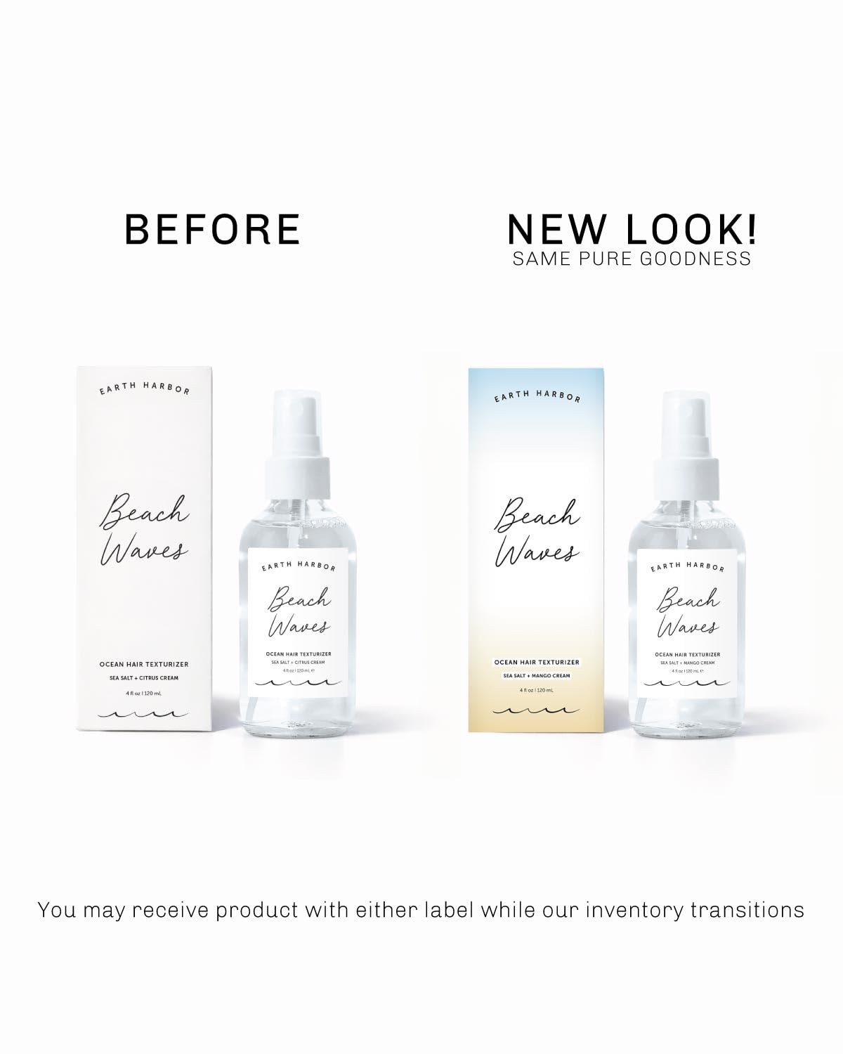 Earth Harbor BEACH WAVES Ocean Hair Texturizer, Sea Salt Spray for Beachy Texture Volume and Body, Lightweight Hydration with Oil Control, Fine Mist